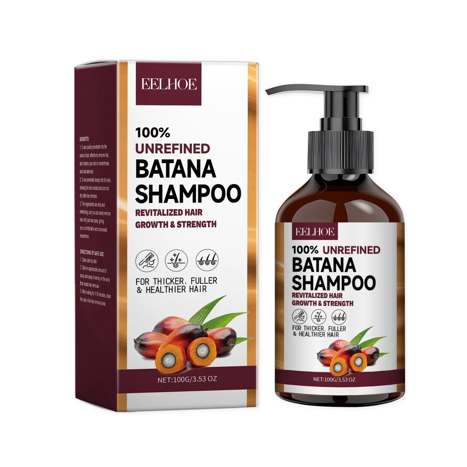 EELHOE Natural Batana Oil Deep Moisturizing Smooth Thick Hair Growth Shampoo and Conditioner for Damaged Hair Keratin Treatment Halalzen