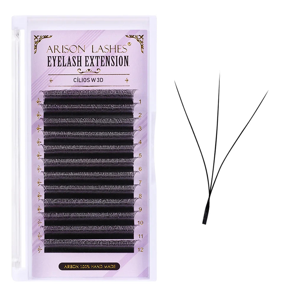 ARISON Large Capacity 2 in 1 YY/3D/4D/5D W Lashes Premade Volume Fans Eyelashes Extension YY W-shape Eye Lashes Magnetic Carton