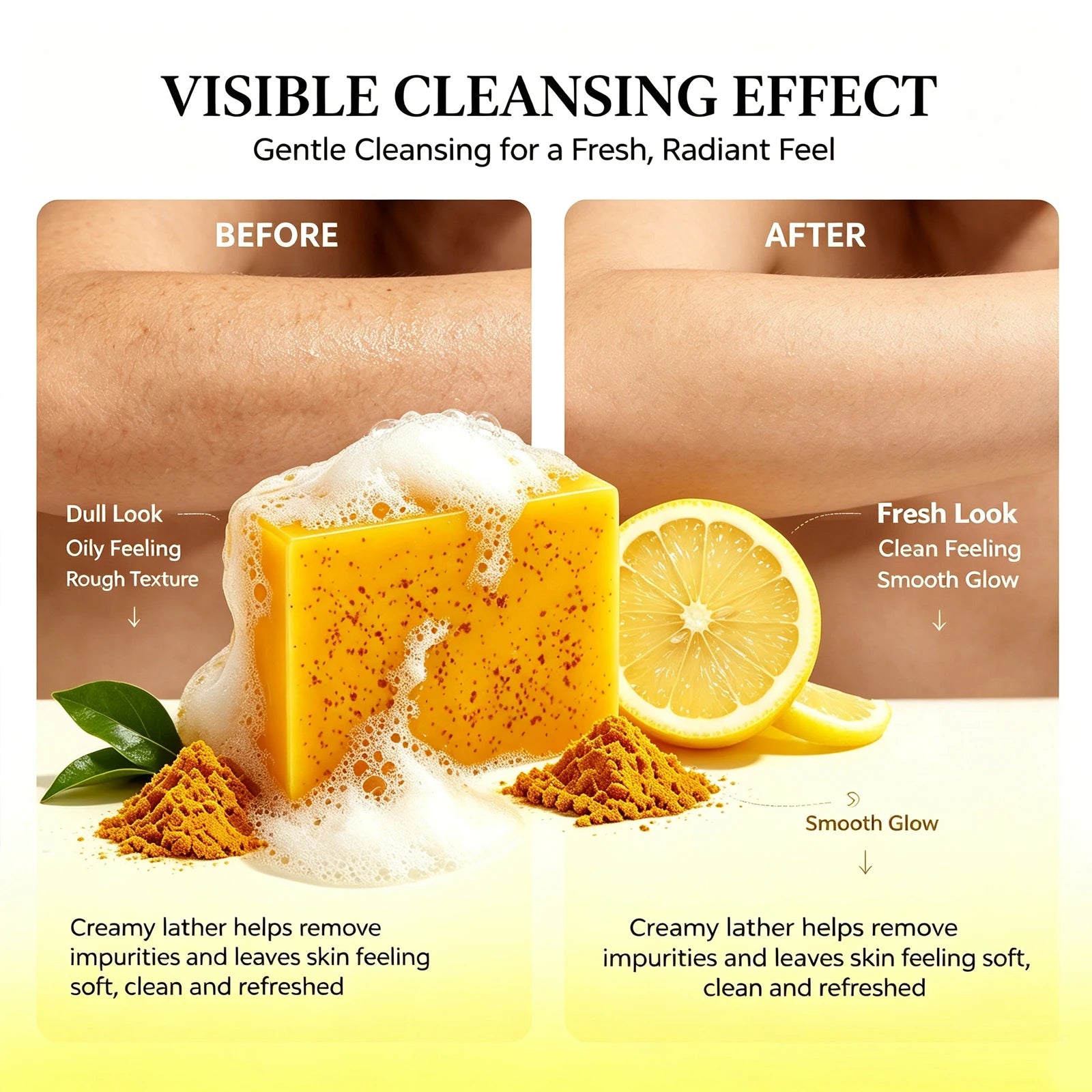 Amococo Turmeric Kojic Acid Soap 100g Deep Cleansing Bar Soap for Face and Hands Natural Skin Care Body Cleanser Daily Bath Soap