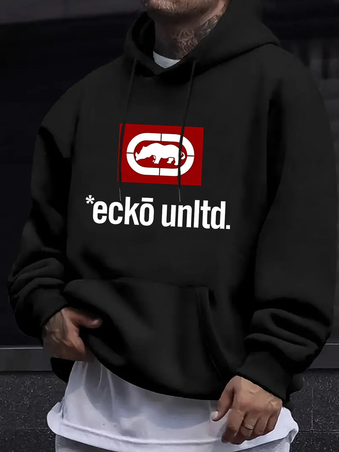 Men'S Hoodie with "Ecko Unlimited" Graphic - Casual Pullover Sweatshirt, Long Sleeve, Regular Fit Fall/Winter Casual Wear Hoodie