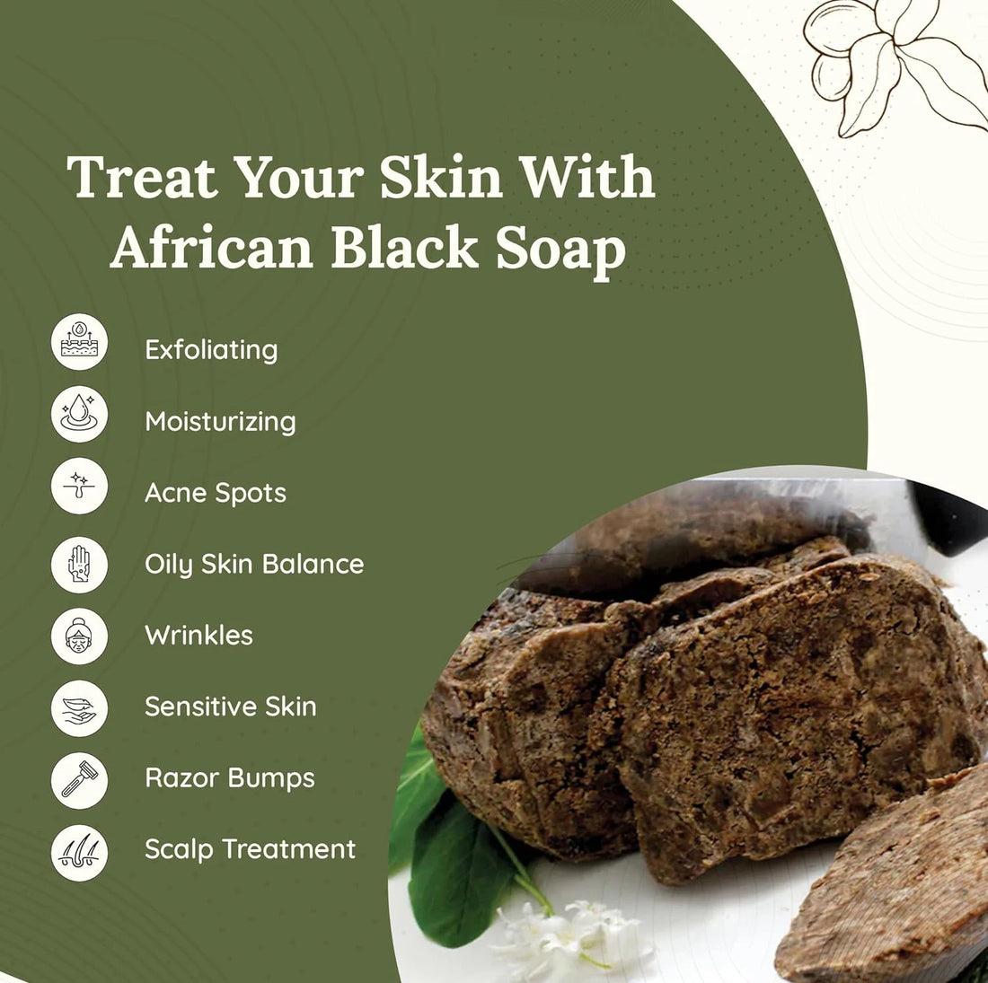 100g AFRICAN BLACK SOAP Shea Butter Bar Moisturizing Acne Treatment Cleanser for Clear Skin Care Deep Cleaning Glowing