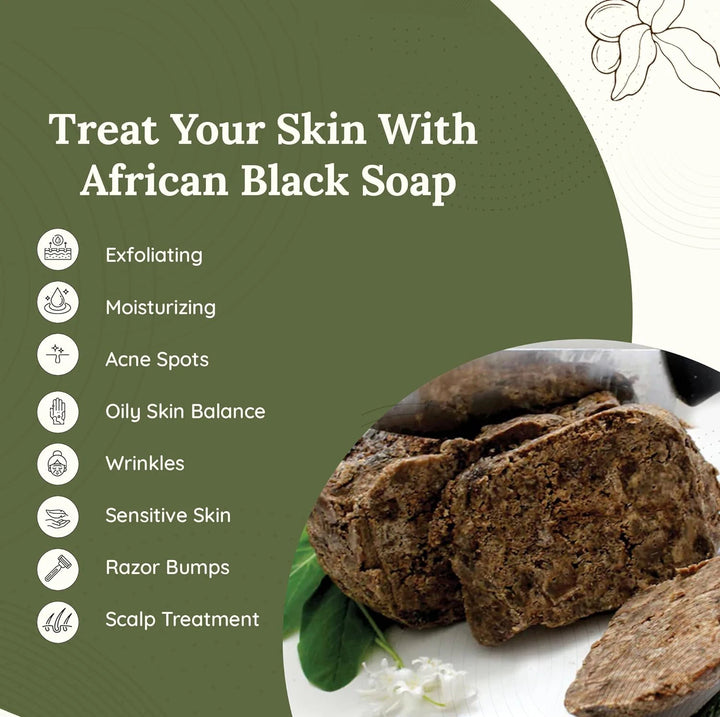 100g AFRICAN BLACK SOAP Shea Butter Bar Moisturizing Acne Treatment Cleanser for Clear Skin Care Deep Cleaning Glowing