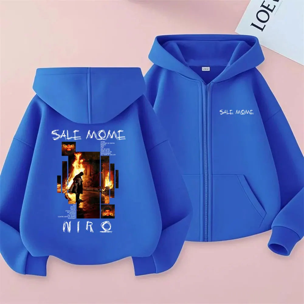 Rapper Niro Sale Mome Album Graphic Zipper Hoodie OX7 Hoodies Men Women Hip Hop Pop Music Zip Up Jacket Male Fashion Casual Coat