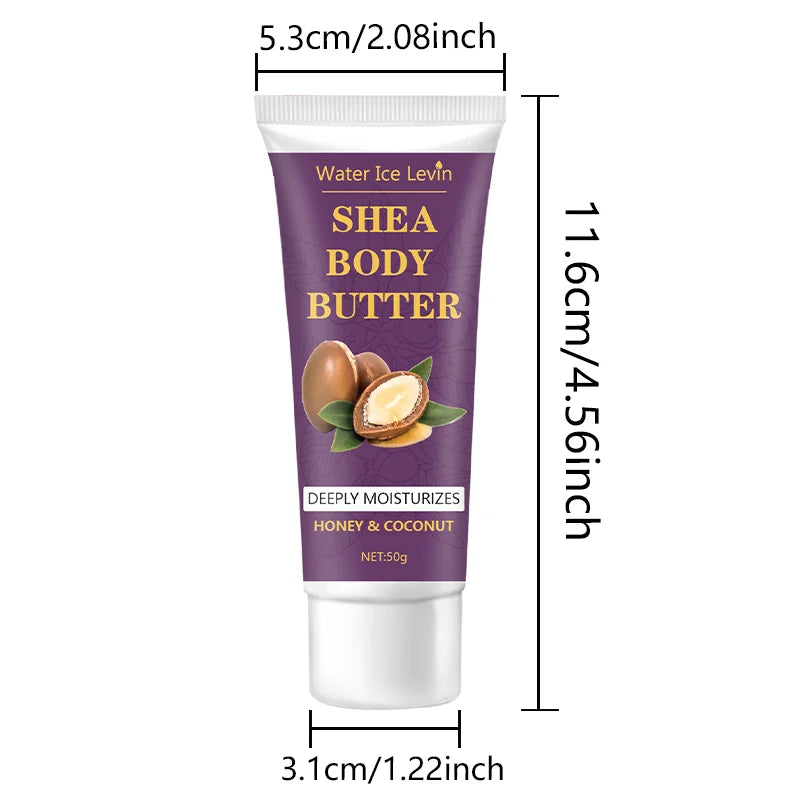 Shea Butter Body Cream, 24-Hour Moisturizing, Makes Skin Softer and More Elastic, Tightens Skin, Nourishing Body Massage, Suitable for Dry, Cracked, Light Beige Skin