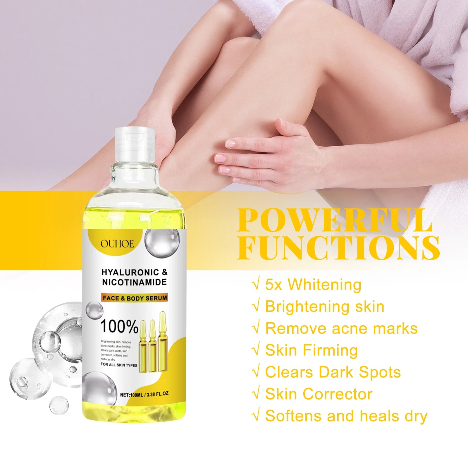 Hyaluronic Acid Facial Serum Moisturizing Smoothing Repair Skin Nicotinamide Brightening Skin Care Lift Firm Face Body Essence