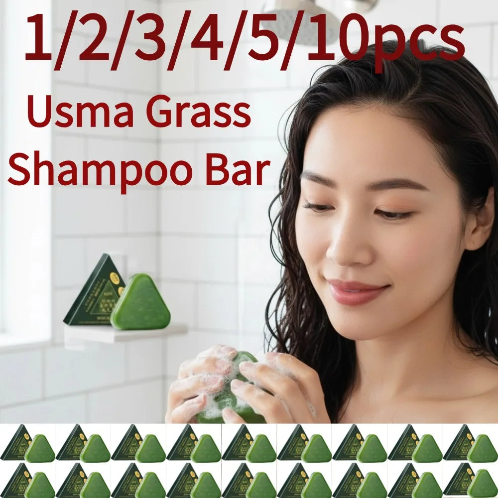 1/2/3/4/5/10pcs Natural Cacumen Platycladi Usma Grass Shampoo Bar Traditional Cold-Processing Silicone-Free Hair Care Soap Halalzen