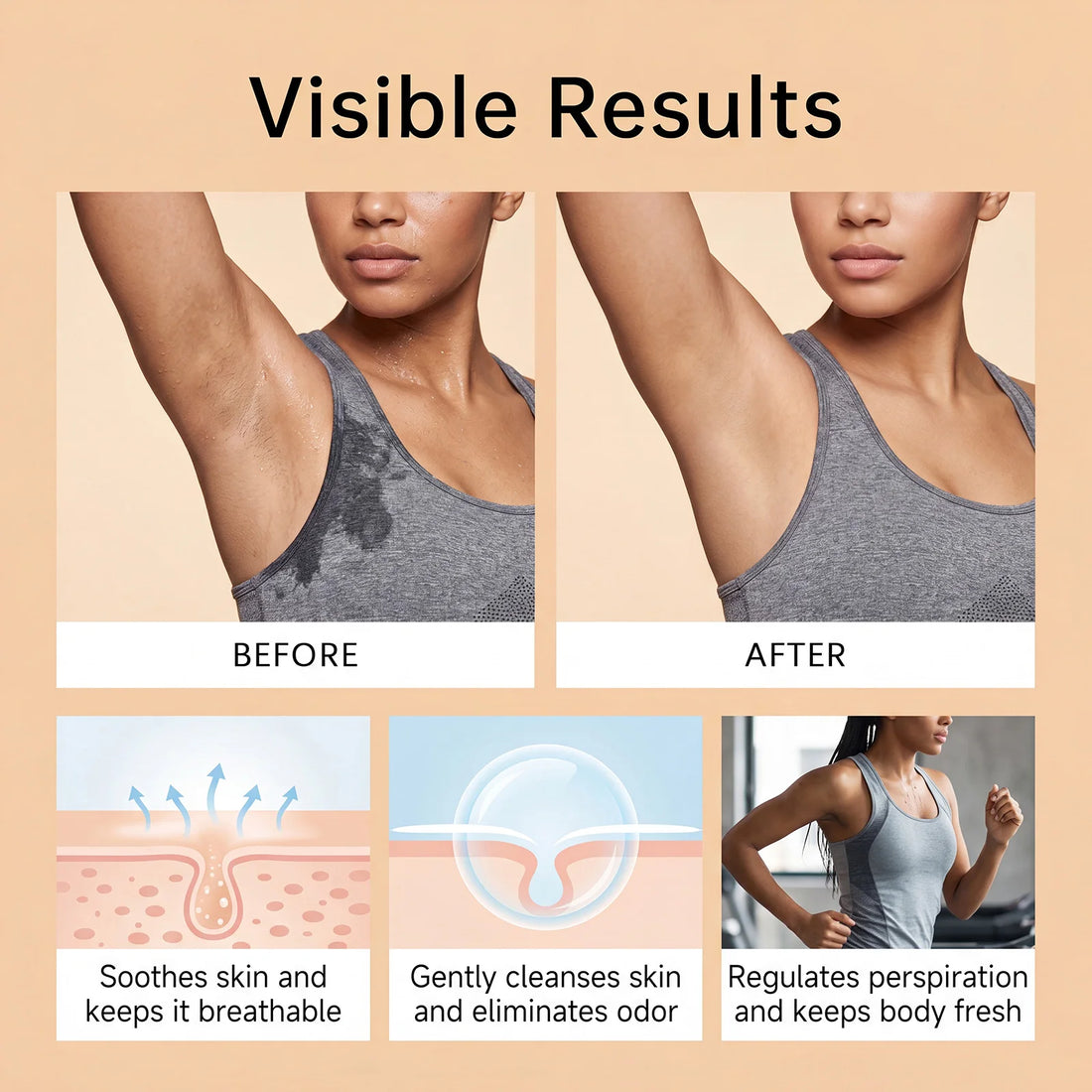 Persimmon Extract Underarm Deodorant Cream Stick Body Odor Neutralizer Soothing Underarm Care For Bad Smell Sweat Odor Removal