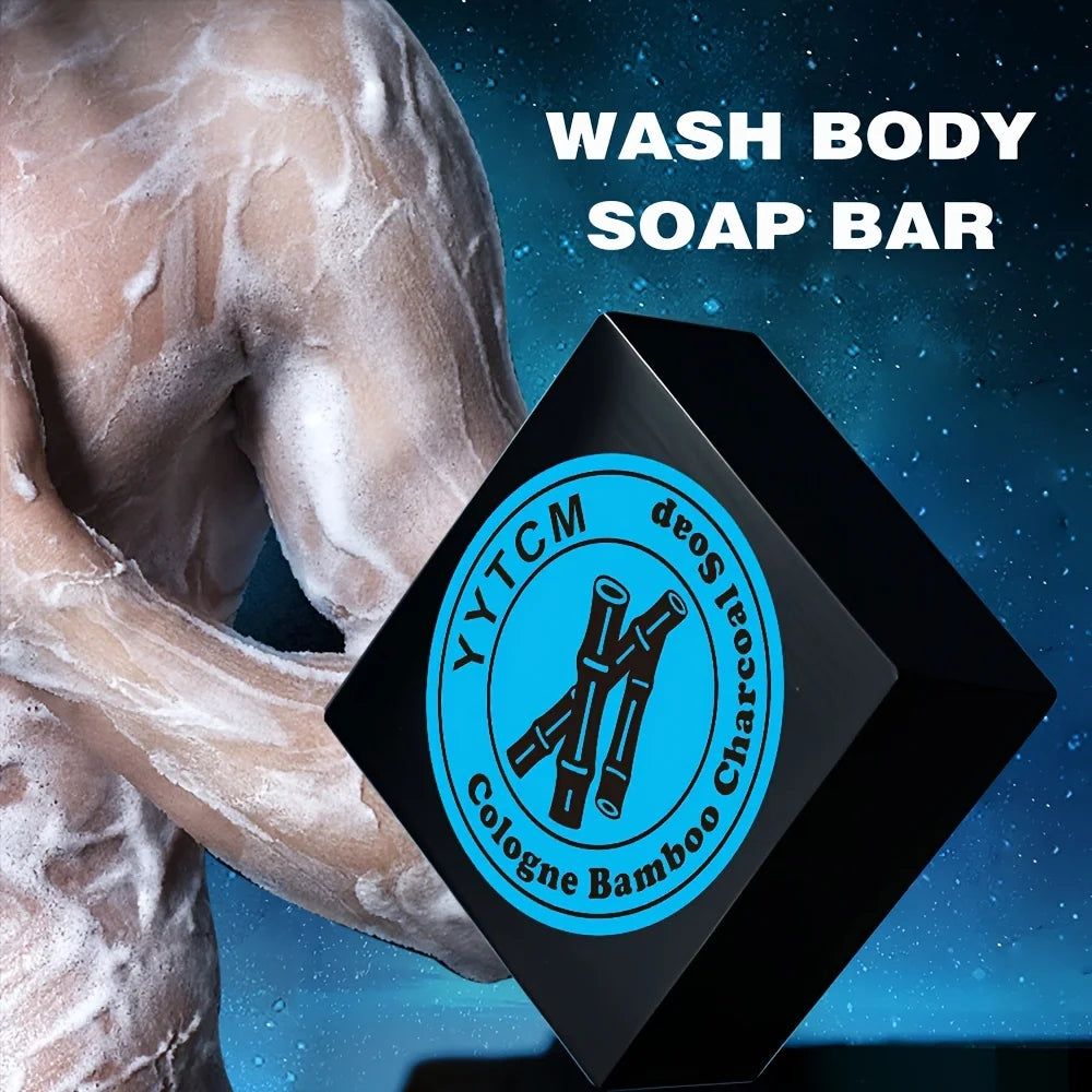 Men's Care Cologne Bamboo Charcoal Soap - Deep Clean & Bath Soap, Cleansing Face Soap Freshness 65G/Pc-1Pc Halalzen