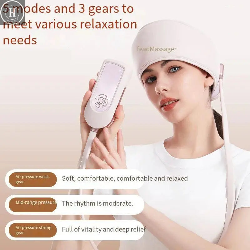 USB 6-zone airbag head massager with 3 levels of force and 5 modes of comfort massager HALALZEN