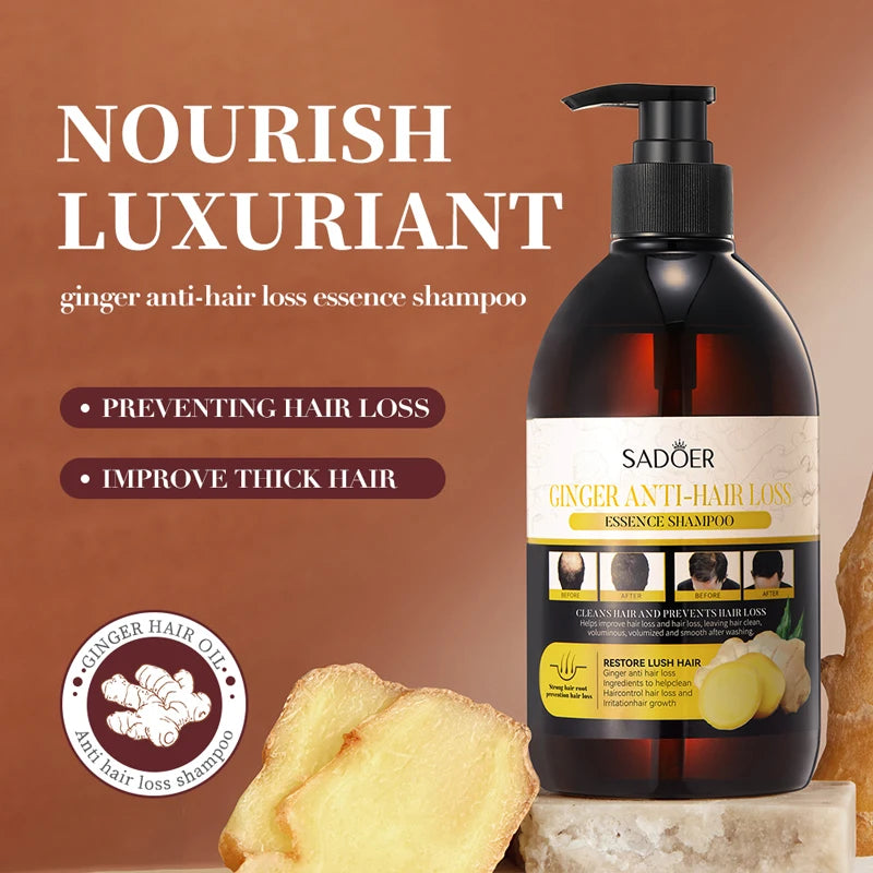 500ml Ginger Anti-Hair Loss Shampoo Long-lasting Fragrances Shampoo Deeply Moisturizing Smooth Set With Comb Gift Halalzen