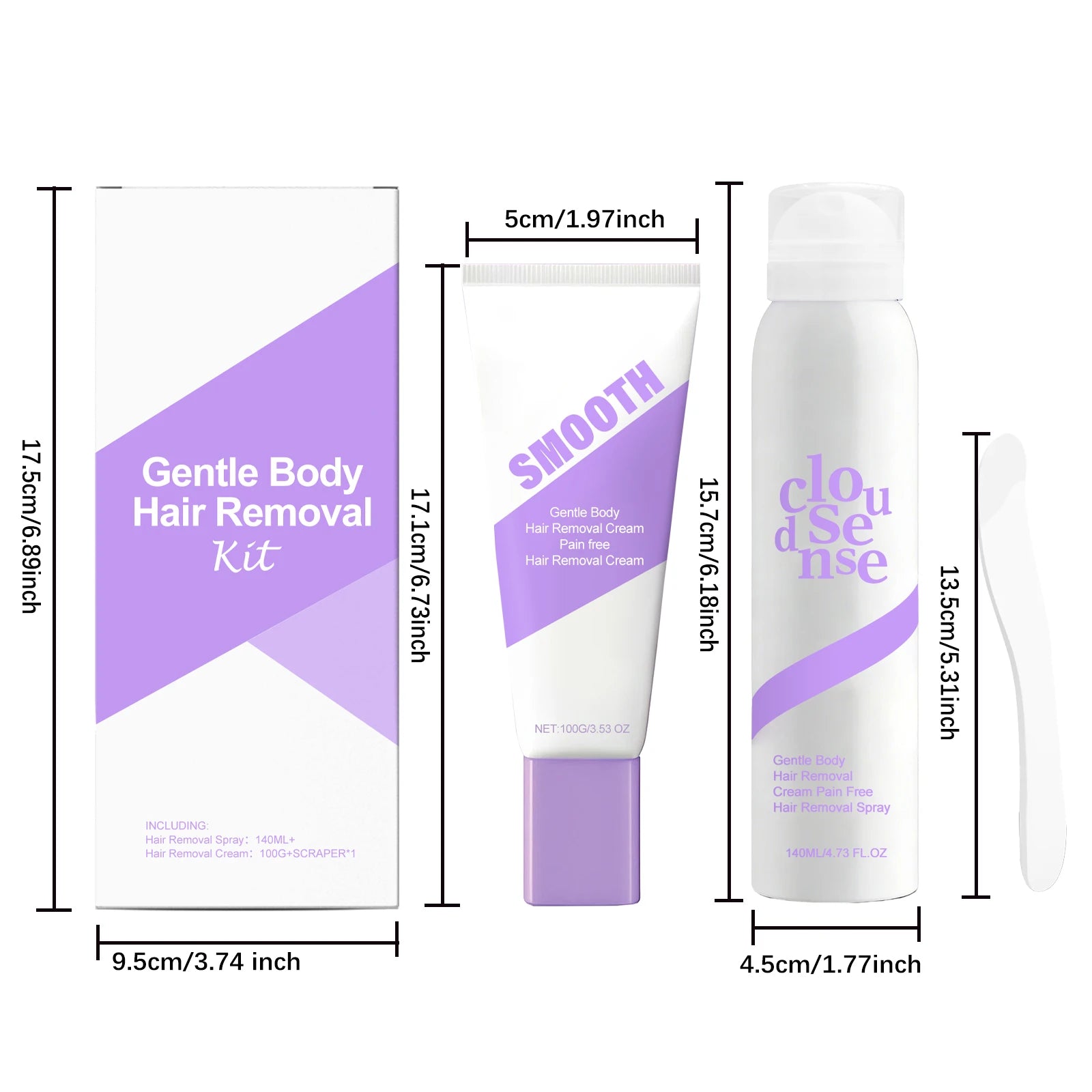 Body Hair Removal Cream Set Gentle Depilatory Cream for Legs Arms Underarms Skin Smoothing Moisturizing Daily Body Care Kit