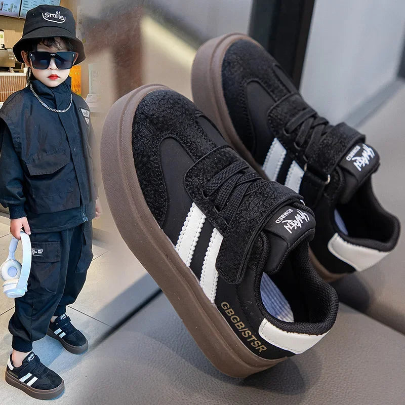 Boys Girls Casual Sneakers Children Breathable Anti-skid Soft Sole Shoes Kids Hook and Loop Slip on Comfort Thick Flat Shoes