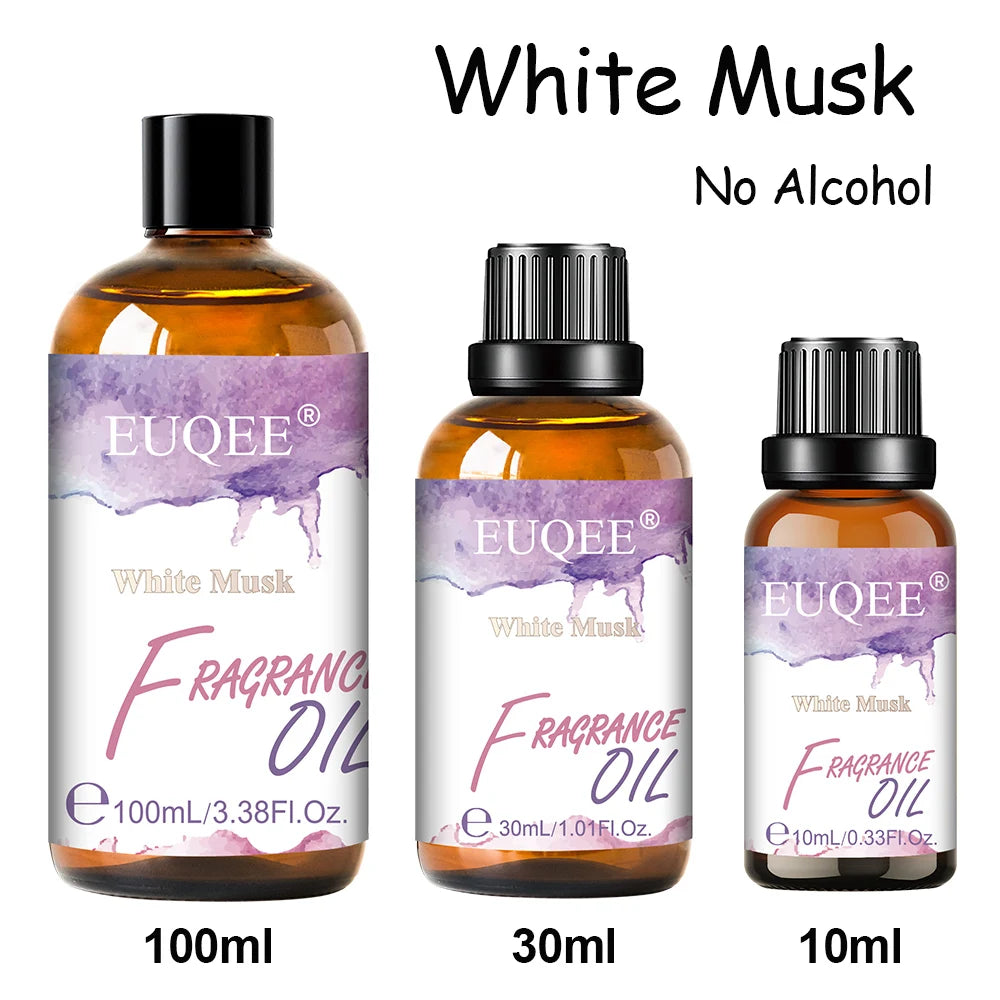 EUQEE 10ml 30ml 100ml Blend Essential Oil White Musk Baby Powder Almond & Vanilla Fragrance Oil for Diffuser Making Candle