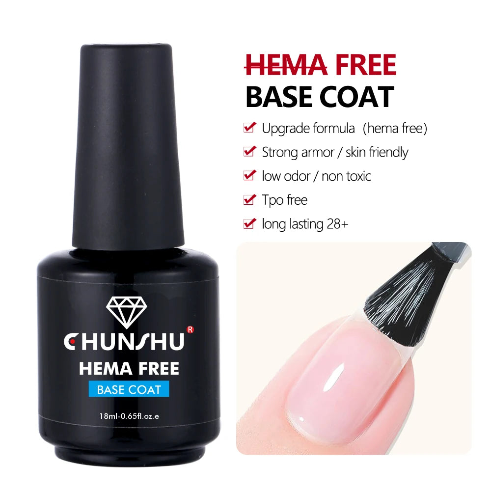 CHUNSHU 18ML Hema Free No Wipe Top Coat Semi-permanent Rubber Base Gel Polish Soak off Long Lasting Ultra Shiny Manicure Nails D