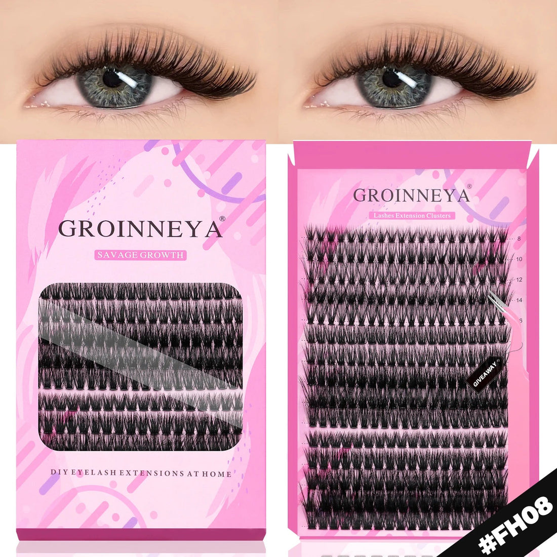 GROINNEYA DIY Lashes Extension Kit Individual Lashes Clusters Faux Mink Eyelash Extension Mix set with Lash Natural Look Makeup Halalzen