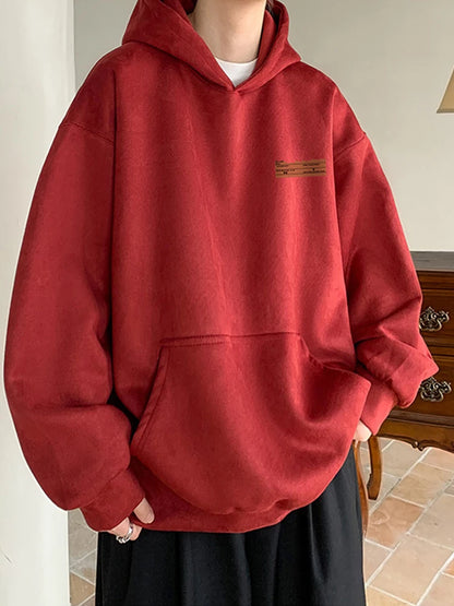 2025 New Suede Hooded Sweatshirts For Men Autumn Y2K Streetwear Printed Hoodies Hip Hop Fashion Retro Fleece Hoody Clothes