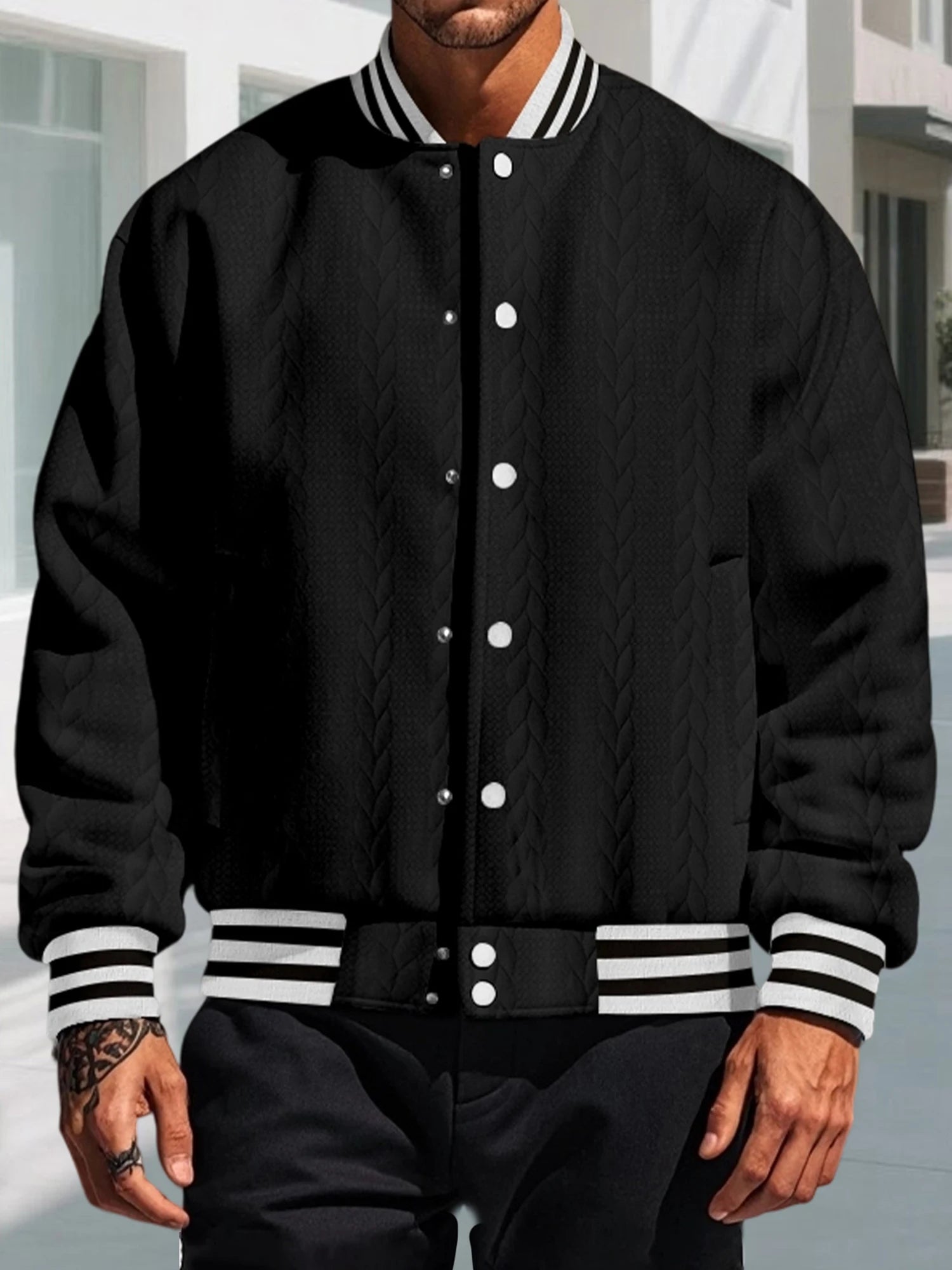 Men s Classic Bomber Jacket with Ribbed Cuffs and Hem Casual Lightweight Zip Up Baseball Coat for Fall Winter