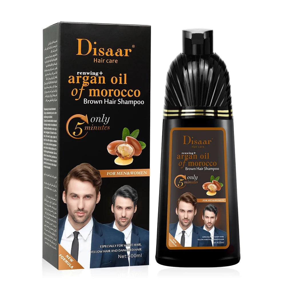 DISAAR 400ML Cover Grey Hair Morocco Argan Oil Care Fast Magic Black Hair Shampoo Dye Repair Damaged Improve Split Hair Rough