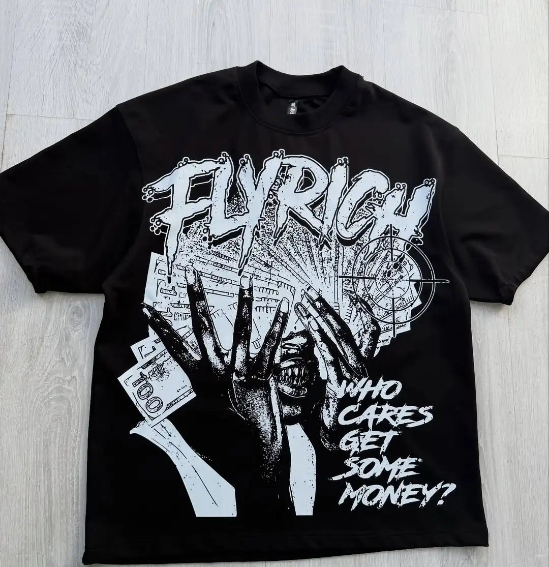 Y2k Harajuku streetwear men and women short sleeved fashion new cartoon print design shirt retro hip-hop trend oversized T-shirt