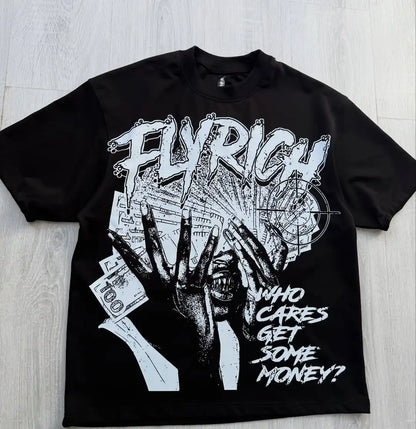Y2k Harajuku streetwear men and women short sleeved fashion new cartoon print design shirt retro hip-hop trend oversized T-shirt