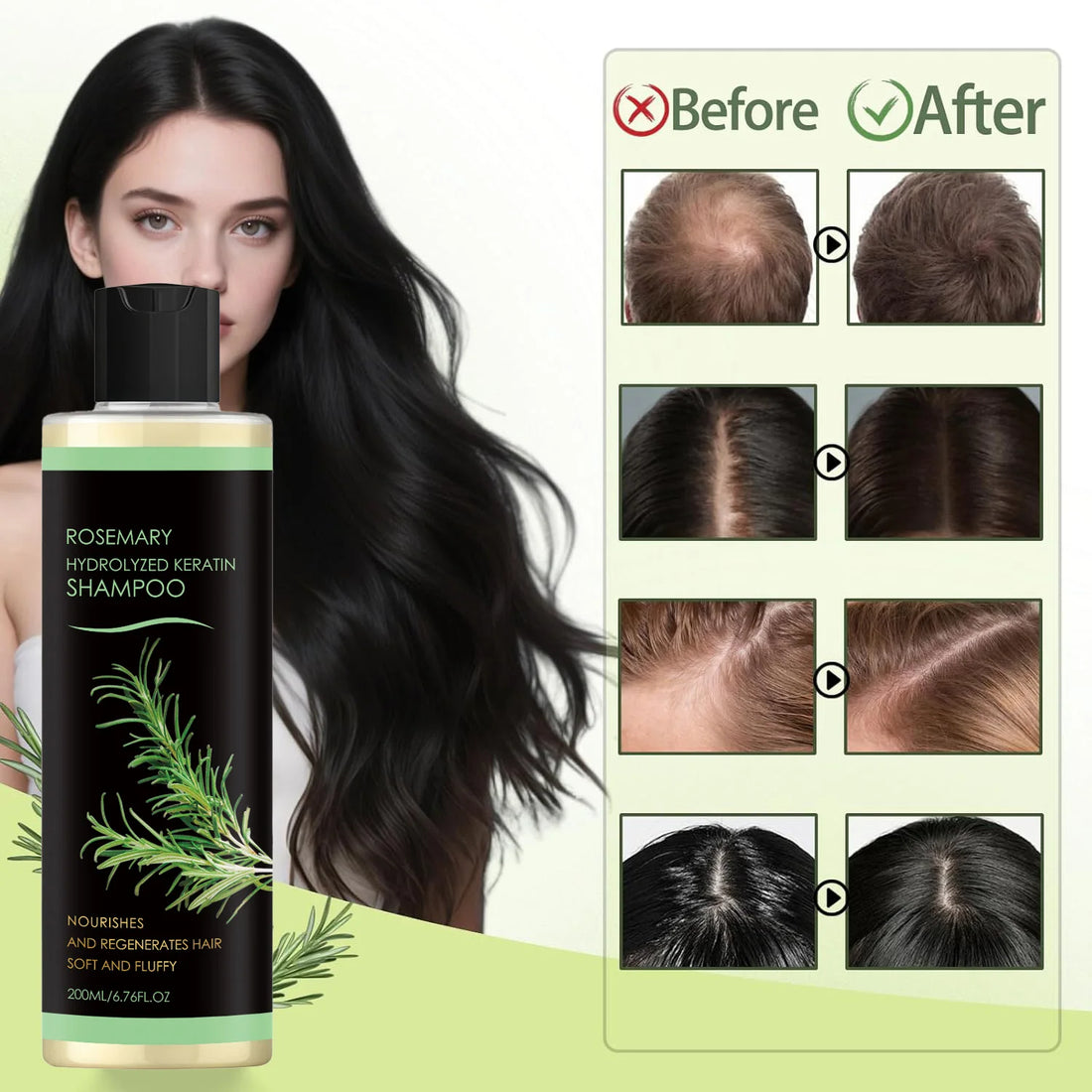 Rosemary Hair Growth Shampoo/Conditioner/Essential Oil Hydrolyzed Keratin natural extract of rosemary Nourishes Regenerates Hair