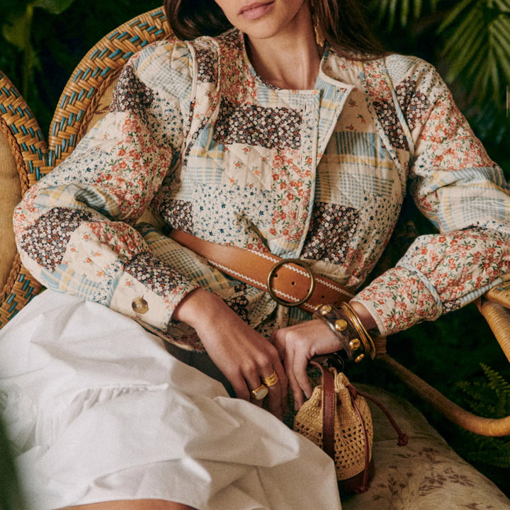 Fall Winter Women's Quilted Coats Jacket Lightweight Fashion Floral Print Casual Long Sleeve Button Cardigan Outwear Streetwear