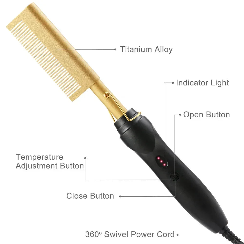Hot Comb Hair Straightener Brush Hot Comb Pressing Electric Heat Electric Hair Brushes Styling Tools Cepillo Alisador De Cabello Halalzen