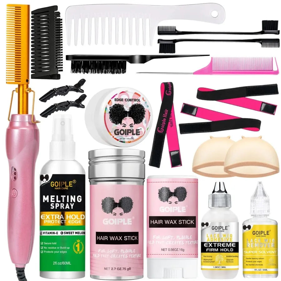 GOIPLE Electric Hot Comb Fast Heating Straightener Curling Iron Curler Brush Styling Tools for Hair Care Lace Wig Styling Set Halalzen