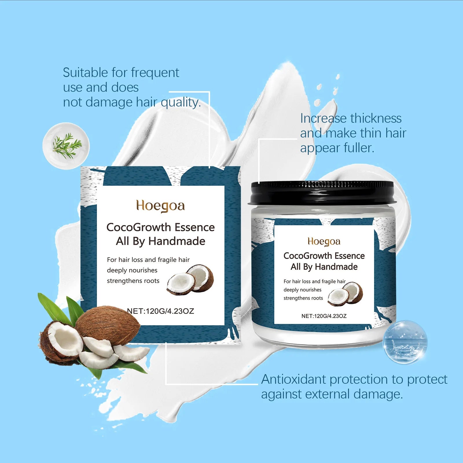 Coconut Hair Essential Cream Keep Straighten Improve Shiny Strengthen Regrowth Reduce Loss Damaged Treatment Wigs Hair Care Mask