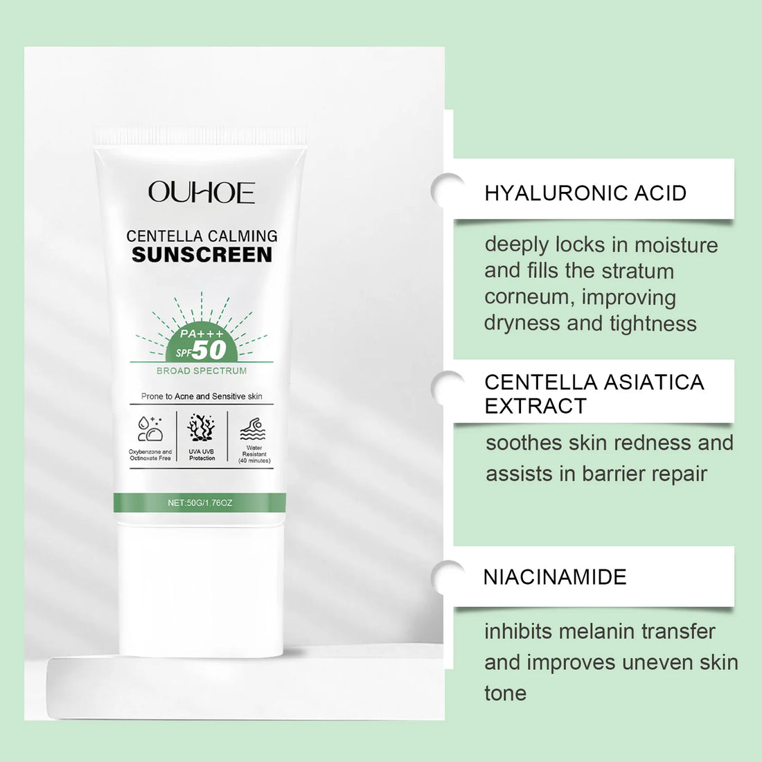 SPF 50 Facial Sunscreen Anti Sunlight Defense UV Rays Improve Dry Prevent Sunburn Summer Waterproof Soothing Centella Sunscreen