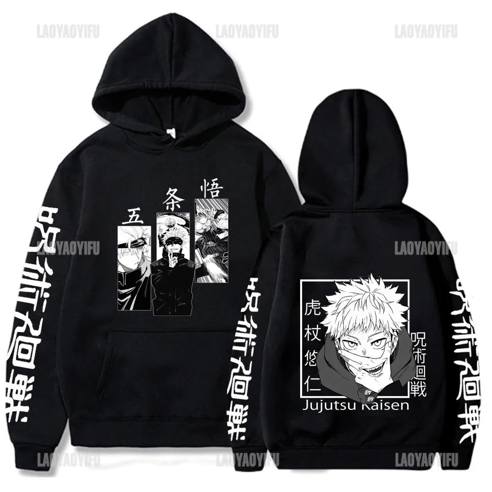 Japan Anime Jujutsu Kaisen Men Women Hoodies Satoru Gojo Loose Sweatshirt Unisex Autumn Warm Casual Streetwear