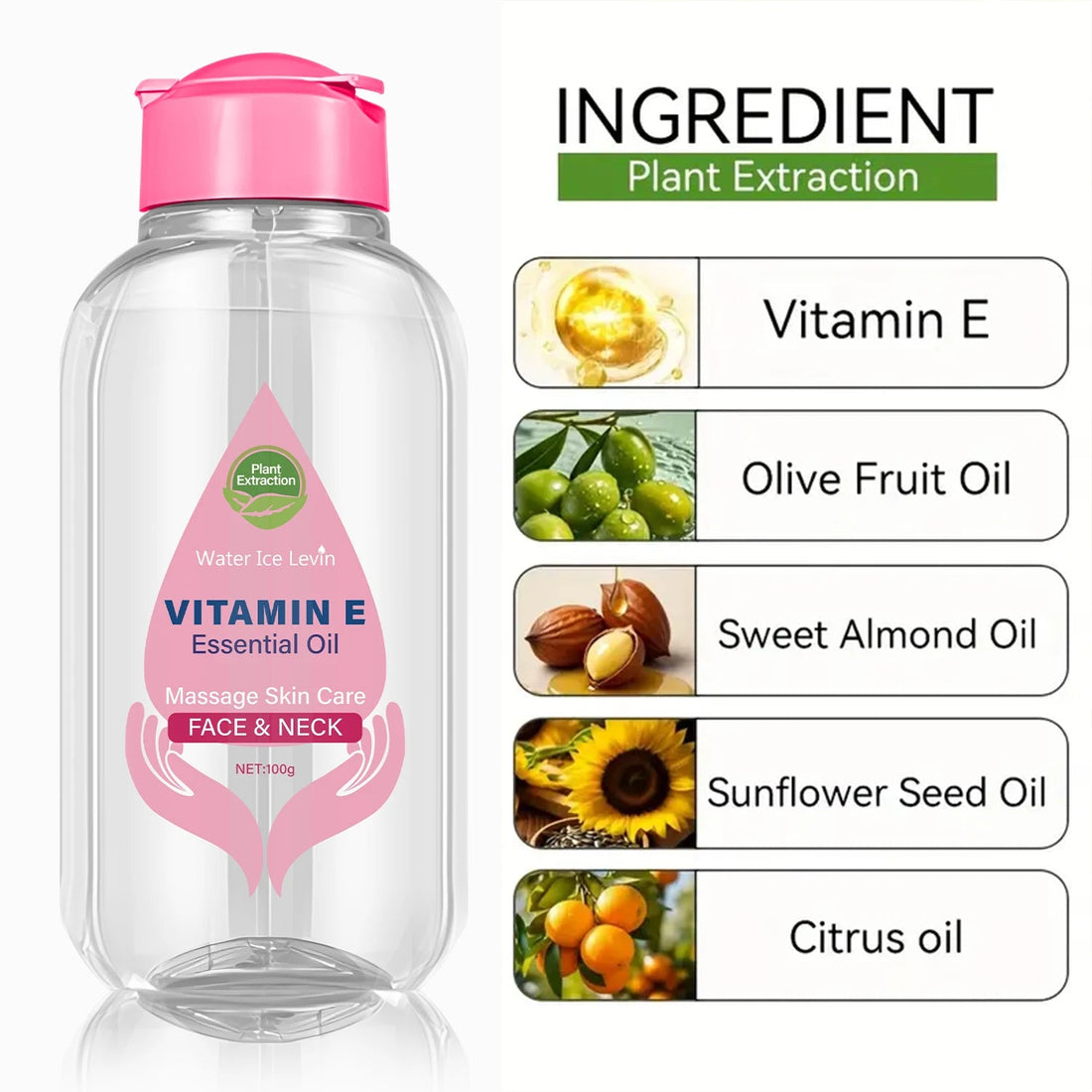 Vitamin E Essential Oil with Niacinamide & Ceramide - Face & Neck Massage Skin Care for Even Tone Halalzen