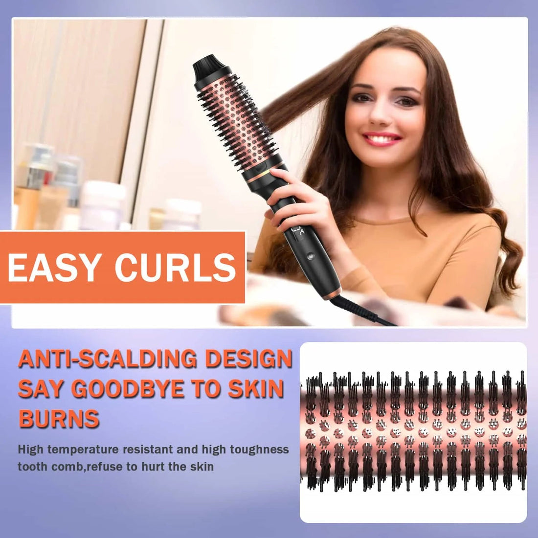 Thermal Brush Styling Comb Electric Fast Heating Anti Scald 3 in 1 Straightener Heated Brush Professional Hair Styling Brush Halalzen