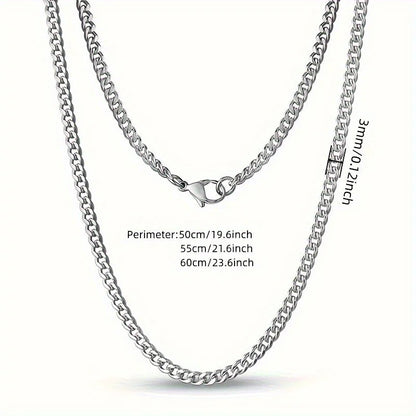 3mm Minimalist Stainless Steel Side Chain Necklace, Suitable For Both Men And Women