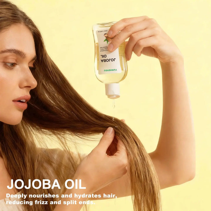 Jojoba Oil for Hair Moisturizing and Repair 100% Pure Dry Damaged Hair Treatment Deep Hydration Anti Frizz Shine 100ml Halalzen