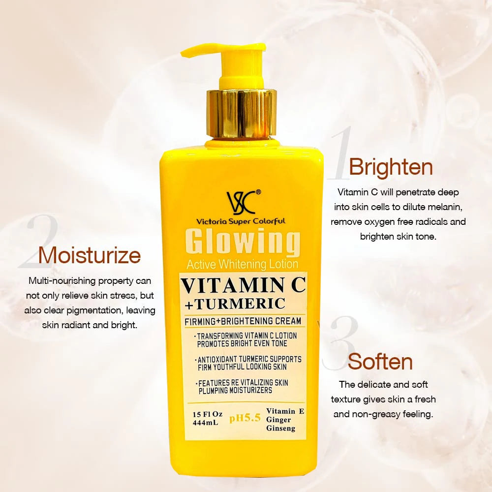 Natural  Vitamin C Turmeric Brightening Body Lotion, Reduce Blemish, Acne, Smooth ,Glowing & Hydration Cream, For All Skin Types