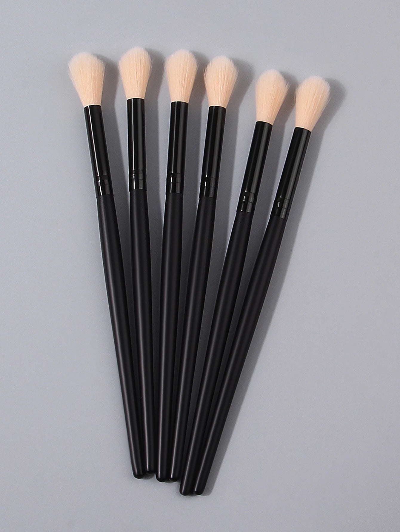 6PCS Black Wooden Handle Makeup Brush Set-Multi-Use Blush/Flame-Shaped Highlighter Brush|Soft Bristle | Professional Makeup Tool