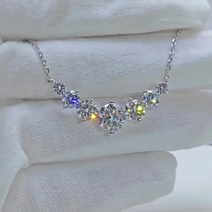 Princess Cut Cubic Zirconia Smile Necklace - Italian Waterproof Unisex Jewelry