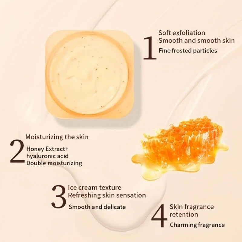 500g Honey Exfoliating and Cleansing Scrub, Rich in Honey Extract, with a Charming Aroma, Long-Lasting Fragrance, and an Ice Cream-Like Texture
