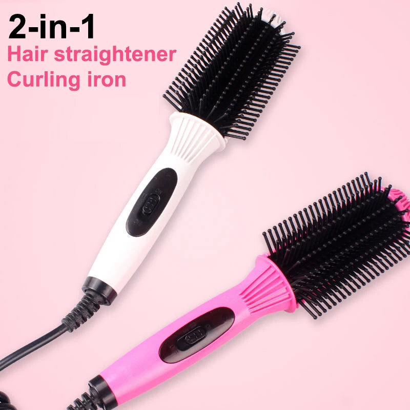 Multifunctional Heating Curling Iron Ceramic Heated Round Brush Electric Hair Straightener Brushes Professional Styling Tool