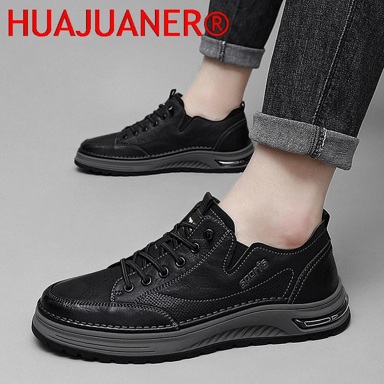 Designer Brand Men Genuine Leather Outdoor Oxford Shoe Antiskid Wear-Resistant Vulcanized Shoe Comfy Casual Lace-Up Running Shoe