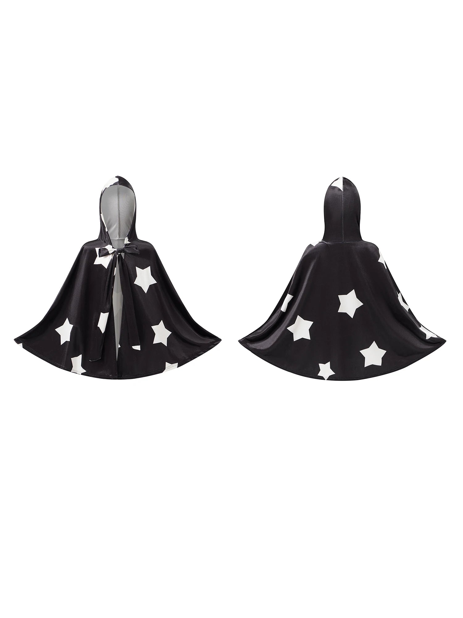 Kids Halloween Witch Cape Costume with Classic Star Pattern and Hooded Wizard Cape for Cosplay Outfit Fun and Magic Theme