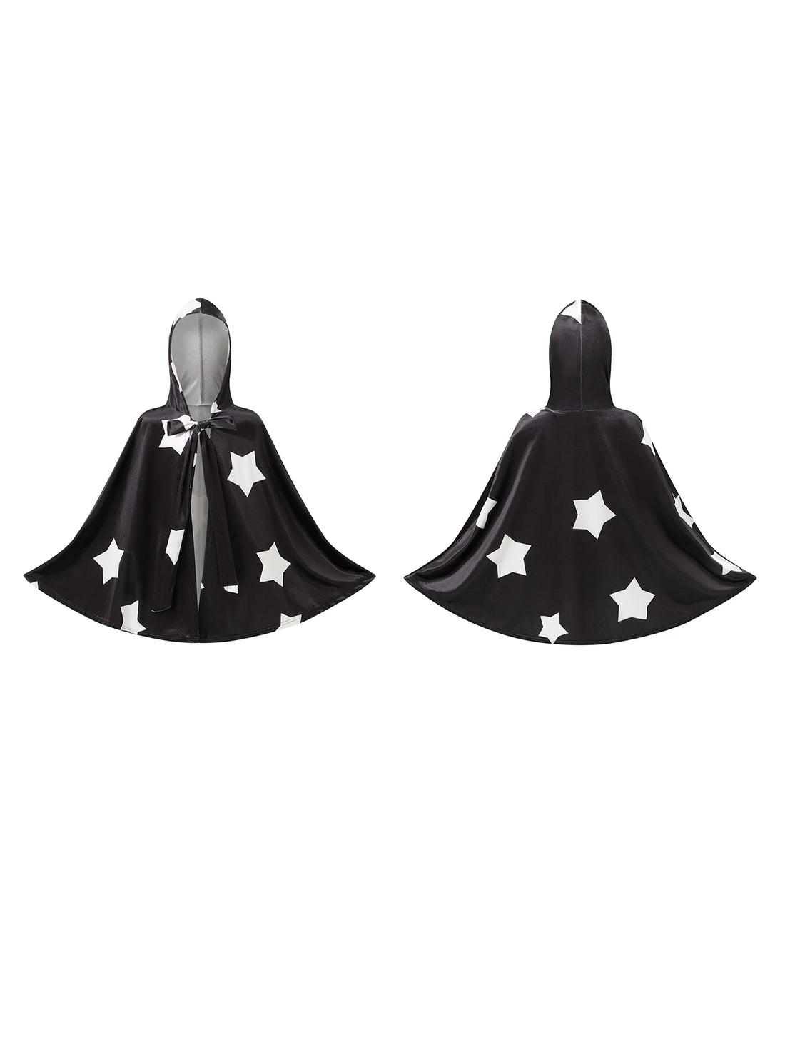 Kids Halloween Witch Cape Costume with Classic Star Pattern and Hooded Wizard Cape for Cosplay Outfit Fun and Magic Theme