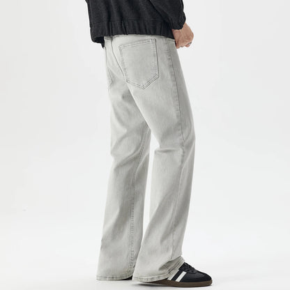 N-style Retro Korean Version of High Street Micro Horn Loose Slimming Tie-in Straight Black Autumn and Winter Jeans Man