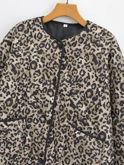 Leopard Print Jackets for Women Coats Oversized Jackets Woman 2025 Snap Button Overcoat Female Long Sleeve Women's Jacket