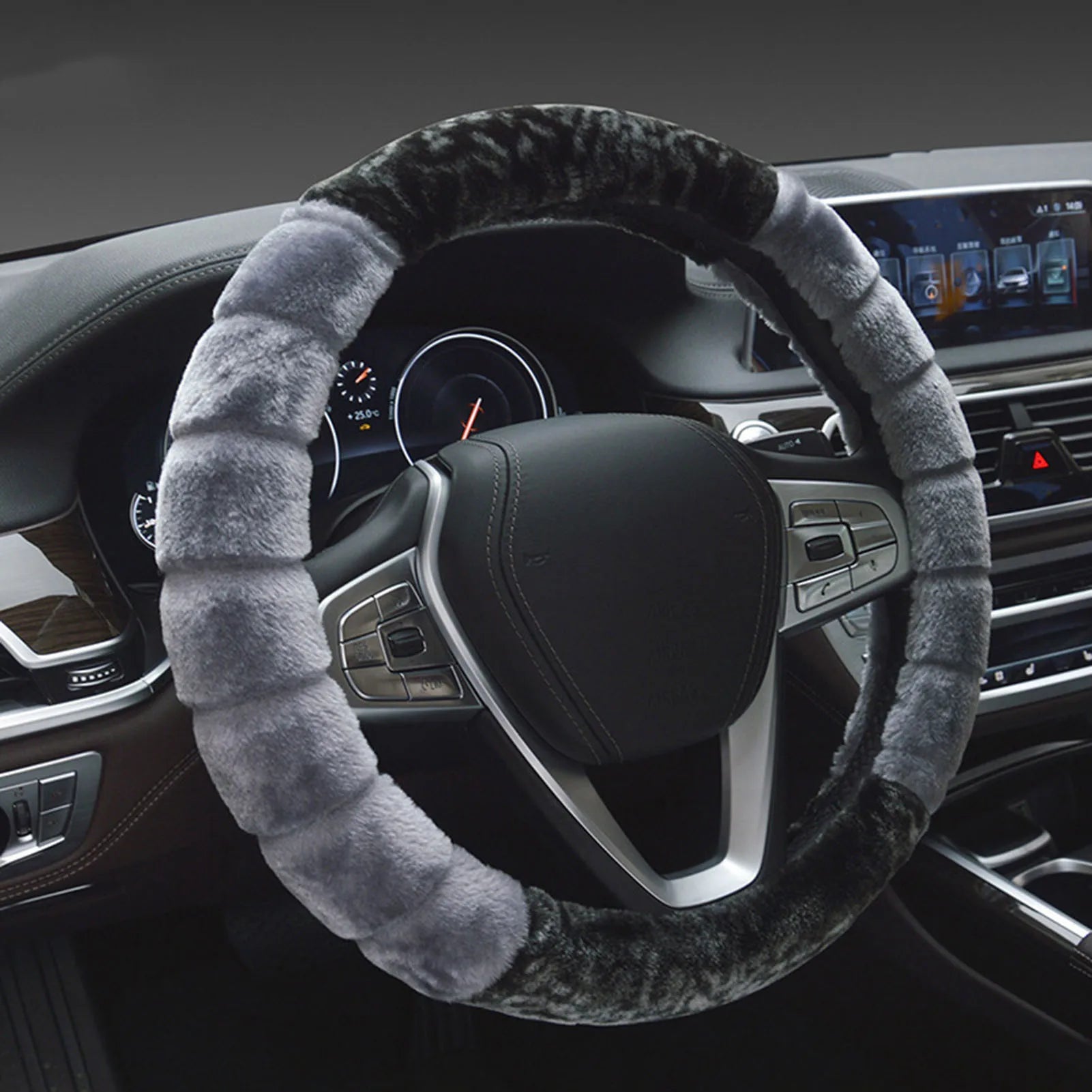 Winter Plush Steering Wheel Cover Easy to Install and Anti-slip Fluffy Wheel Protector Suitable for Car Truck Van SUV MIAO-US