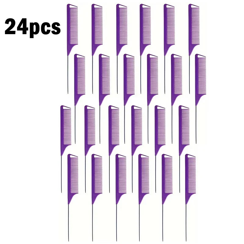 6/12/24Pcs Professional Hair Comb Heat Resistant Medium Cutting Carbon Comb Salon Antistatic Barber Styling Brush Tools Halalzen