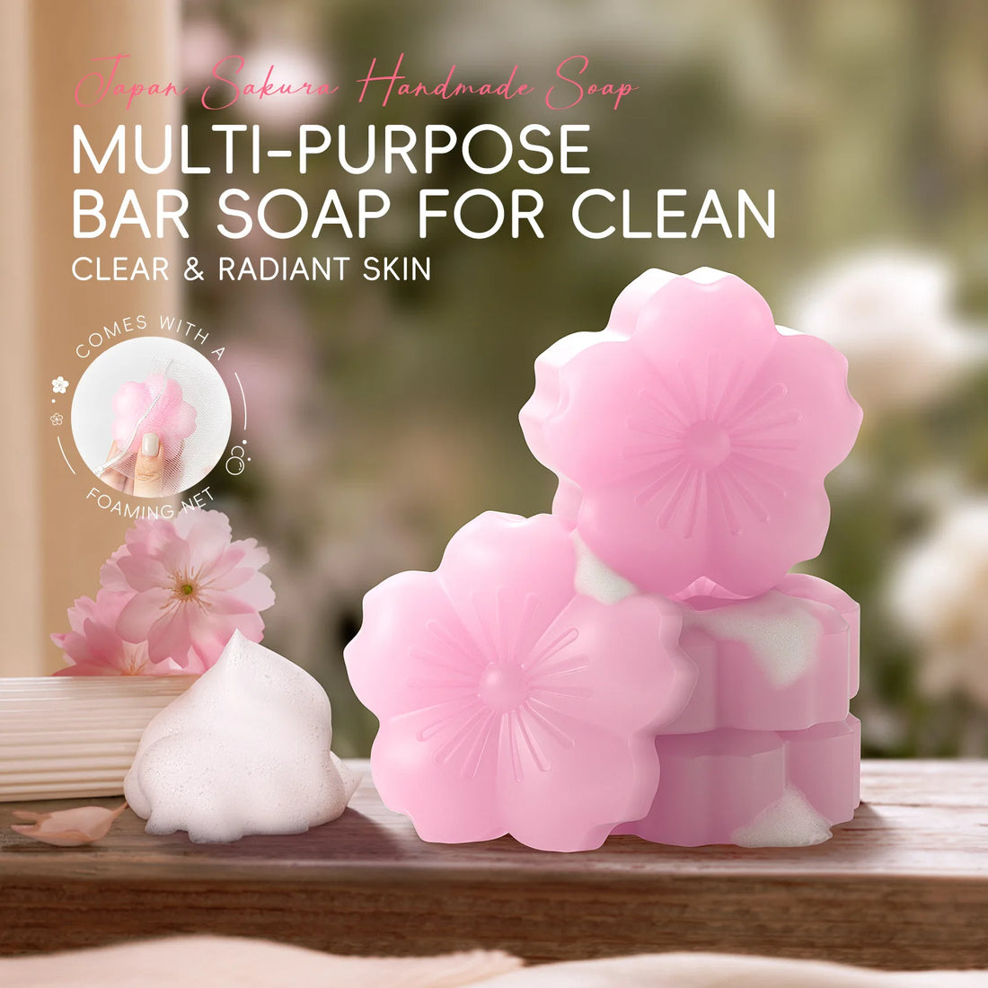 LAIKOU Sakura Facial Soap Face Wash Foam Facial Cleanser Moisturizing Whole Body Bathing Handmade Soap