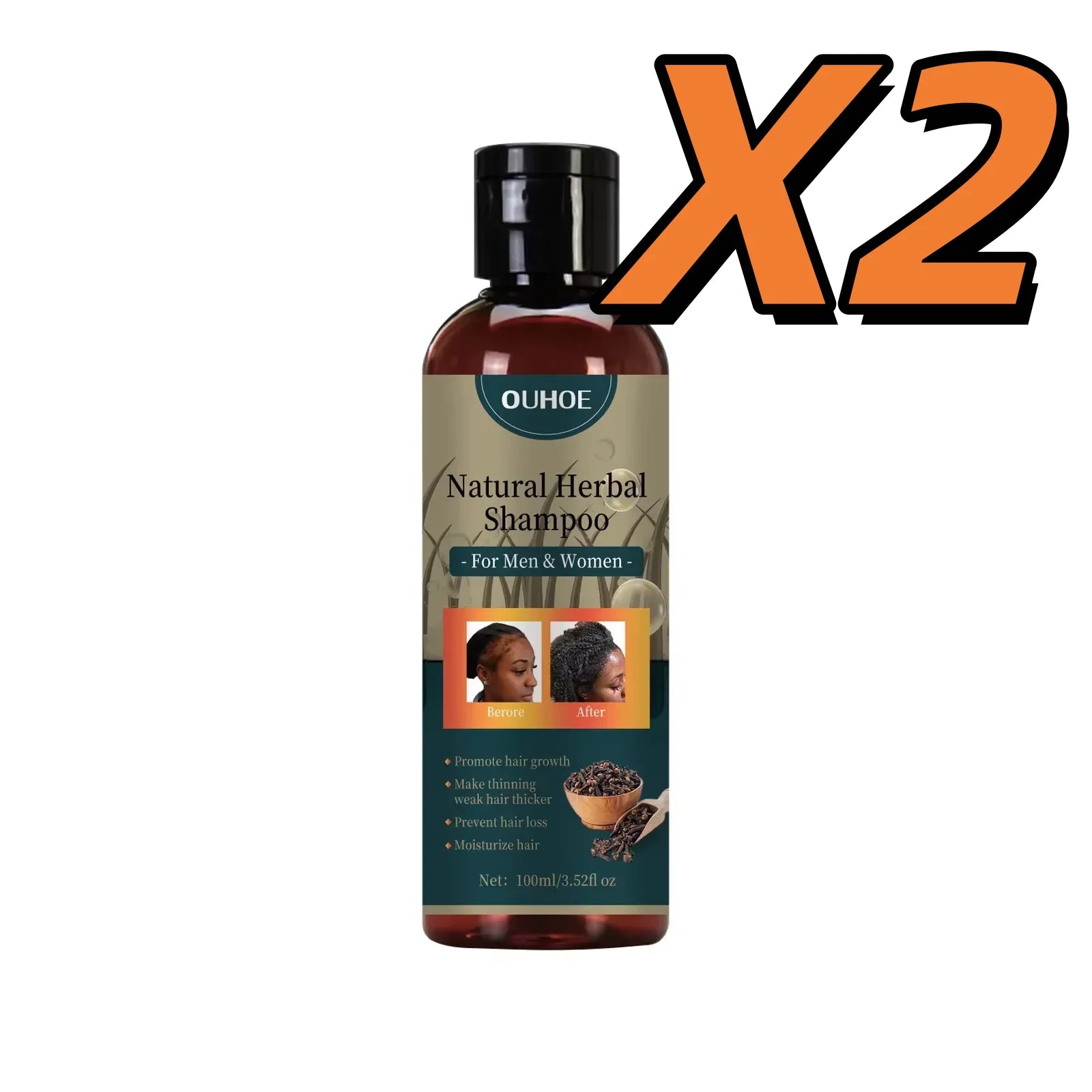 OUHOE Hair Growth Shampoo Anti Dandruff Removal Thinning Oil Control Nourishing Smoothing Strengthen Hair Care Shampoo 100ml