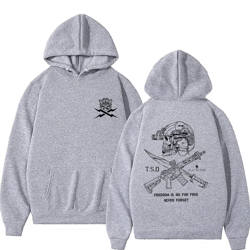 Tip of The Spear X-ray Sparta Tactical Skeleton Print Hoodie Men Women Fashion Oversized Pullover Hoodies Male Casual Tracksuit